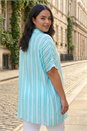 Blue Curve Stripe Popover Woven Top, Image 3 of 4