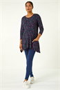 Purple Ditsy Floral Stretch Tunic Top, Image 2 of 5