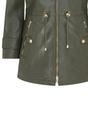 Green Leather Parka Hooded Trench Coat-Emilia, Image 7 of 8