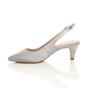Silver Mid Heel Slingback Pointed Toe Court Shoes, Image 3 of 6