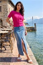 MAGENTA Cable Knit Buttoned Top, Image 3 of 4