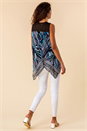Blue Abstract Print Asymmetric Hem Top, Image 2 of 4