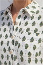 Ivory  Petite Border Print Button Up Blouse , Image 4 of 4
