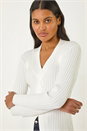 Ivory  Cable Split Detail Rib Jumper, Image 4 of 5