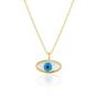 Gold Transparent Glass Evil Eye Sterling Silver Necklace, Image 1 of 4