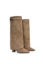 Taupe XY LONDON Taupe 'Rayna' Block Heel Knee High Foldover Boots With Pointed Toe, Image 3 of 5