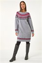 Grey Fairisle Knitted Jumper Dress, Image 2 of 5