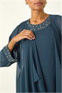 Teal Embellished Shift Dress & Shrug, Image 5 of 6