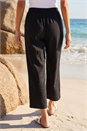 Black Cropped Linen Blend Trouser, Image 3 of 4