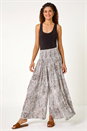 Black Animal Shirred Palazzo Stretch Trouser, Image 2 of 5