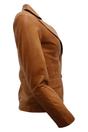 Tan Womens 2 Button Leather Blazer Jacket, Image 4 of 4