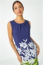 Navy  Floral Print Sleeveless Shift Dress, Image 4 of 5