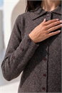Chocolate Petite Button Collar Knit Dress, Image 4 of 4