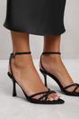 Black Audra Cross Over Strap With Gem Detail Heels, Image 1 of 4