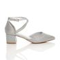 Silver Mid Block Heel Crossed Straps Pointed Toe 2 Part Heels, Image 2 of 6