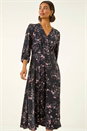 PINK Floral Print Stretch Midi Dress, Image 4 of 5