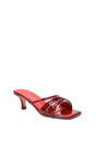 Red 'Claudia' Mid Heeled Sandal Slip On Mules With Square Toe, Image 2 of 6