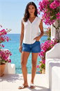 Ivory  Linen Blend Frill Sleeve Vest, Image 2 of 4