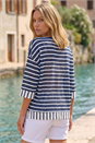 Navy  Stripe Print V-Neck Tunic Top, Image 3 of 4