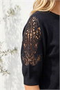 Black Dusk Crochet Sleeve Knit Top, Image 4 of 4