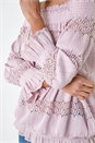 Light Pink Lace Insert Stretch Bardot Top, Image 5 of 5