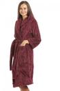 Burgundy Camille Lingerie Burgundy Supersoft Fleece Hooded Bathrobe, Image 2 of 3