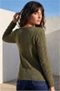 Khaki Scallop Trim Cable Knit Jumper, Image 3 of 4