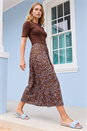 Chocolate Floral Print Knit Dress, Image 2 of 4