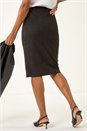 Black Faux Suede Pencil Stretch Skirt, Image 4 of 5