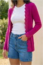 Cerise Lace Trim Knit Cardigan, Image 4 of 4