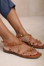 Tan 'Montana' Gladiator Sandal With Stud Detail, Image 1 of 3