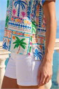 Blue Palm Patchwork Print Tunic Top, Image 4 of 4