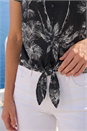 Black Palm Tree Print Tie Front Top, Image 4 of 4