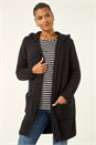Black Fluffy Hooded Cardigan, Image 4 of 5
