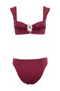 Burgundy Underwired Bikini Set with Ring Detail and Wide Straps, Image 2 of 2