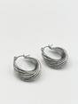 Silver Ribbed Hoops, Image 4 of 5