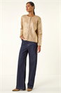 Gold Metallic Knit Cardigan, Image 3 of 5