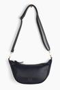 Navy Blue Faux Leather Half Moon Crossbody Bag, Image 1 of 5