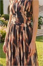 Black Abstract Print Ruched Dress, Image 4 of 4