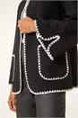 Black Contrast Blanket Stitch Jacket, Image 5 of 5