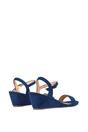 Navy XY LONDON Navy 'Alissa' Low Wedge Heel Sandals With Ankle Strap, Image 4 of 5