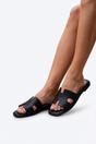 Black iKrush Black Aria Womens H-Strap Flat Slide Sandals, Image 6 of 8