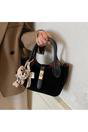Black 'Elisie' Mini Tote Crossbody Handbag with Plush Charm, Image 1 of 1