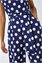 Navy  Spot Print Belted Jumpsuit, Image 5 of 5