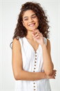 Ivory  Sleeveless Button Detail Vest, Image 4 of 5