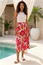 Red Petite Paisley Woven Midi Skirt, Image 2 of 4