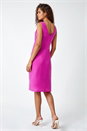Fuchsia Sleeveless Twist Drape Stretch Ruched Dress, Image 6 of 7