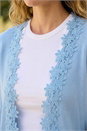 Light Blue  Lace Trim Knit Cardigan, Image 4 of 4