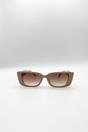 Khaki SVNX Khaki Rectangle Cateye Side Detail Sunglasses In Khaki, Image 1 of 5