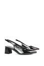 Black 'Devon' Court Shoe Block Heels With Slingback, Image 5 of 6
